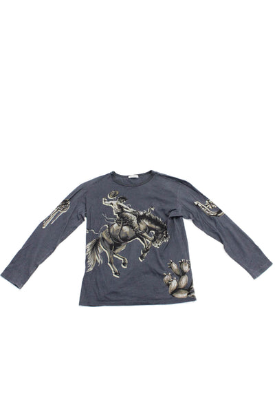 Dolce and Gabbana Boys Long Sleeve Crewneck Graphic T Shirt Gray 12