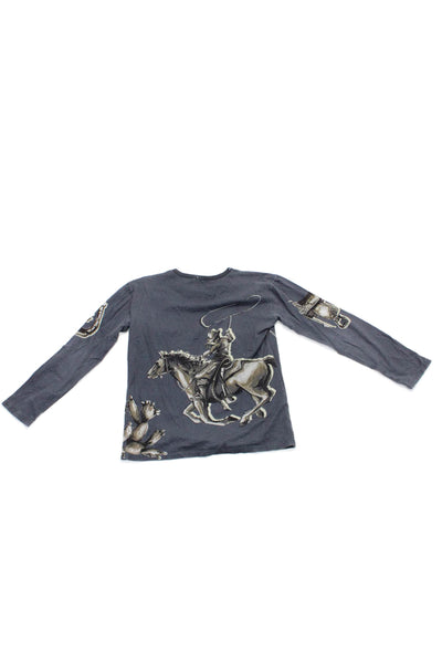 Dolce and Gabbana Boys Long Sleeve Crewneck Graphic T Shirt Gray 12