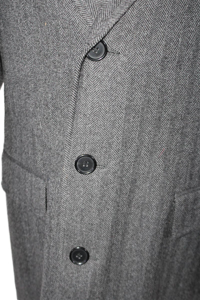 Hornor & Harrison Mens Gray Herringbone Two Button Long Sleeve Coat Size 40