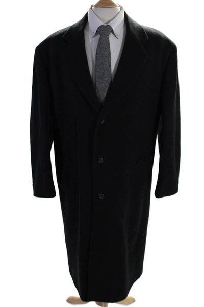 Andrew Fezza Mens Cashmere Black Three Button Long Sleeve Coat Size 40