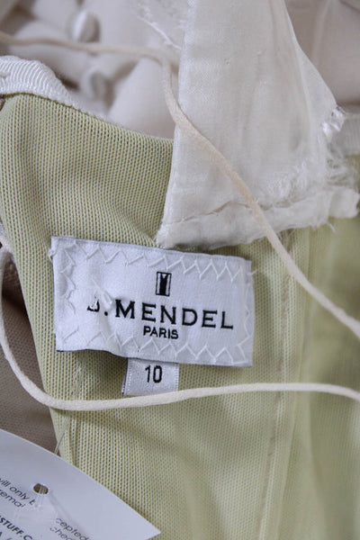 J. Mendel Womens Cream Ruffle One Shoulder Sleeveless Gown Dress Size 10