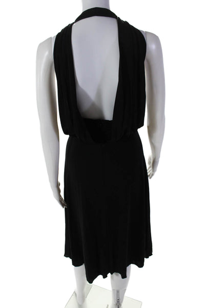 Trina Turk Womens Ruched Open Back Lined Midi Empire Waist Dress Black Size 2