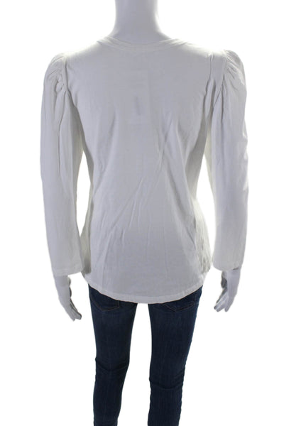 ALC Womens Cotton Long Sleeve Crewneck T shirt White Size L