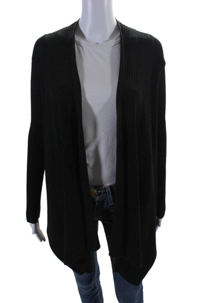 Athleta Womens OPen Front Waterfall Collar Ribbed Cardigan Black Size XXS