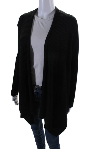 Athleta Womens OPen Front Waterfall Collar Ribbed Cardigan Black Size XXS