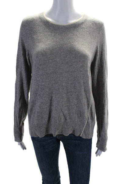 Vince Womens Cashmere Knit Long Sleeve Crewneck Top Heather Gray Size L