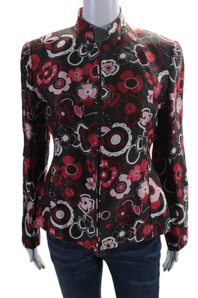 Lafayette 148 New York Womens Floral Print Long Sleeve Blazer Multicolor Size 4