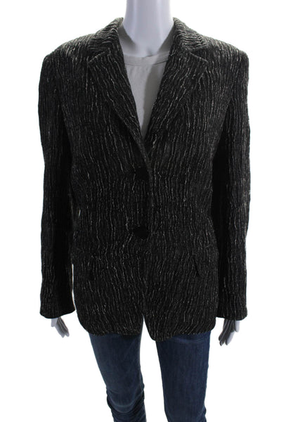 Lafayette 148 New York Womens Textured Two Button Blazer Jacket Black Size 12