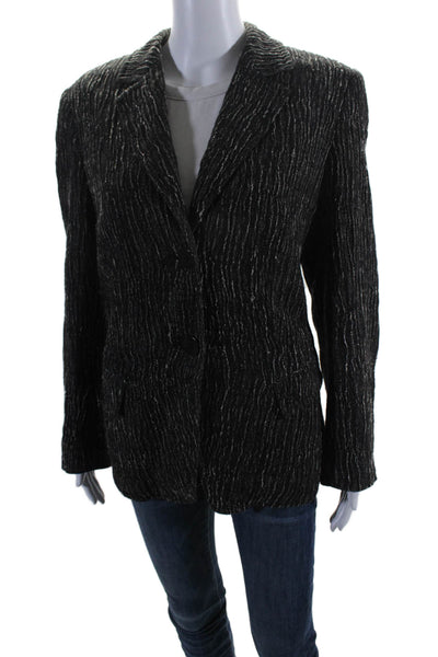 Lafayette 148 New York Womens Textured Two Button Blazer Jacket Black Size 12