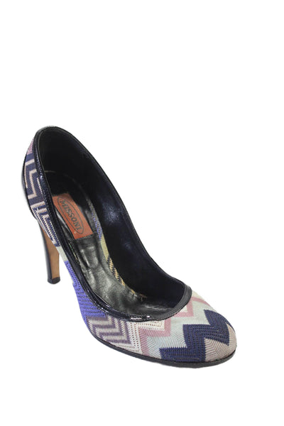 Missoni Womens Chevron Knit High Spool Heel Pumps Multicolor Size 6.5US 36.5EU