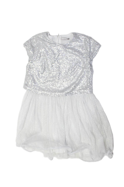 Catimini Girls Sequence Sparkly Textured Short Tutu Dress Gray Size 12