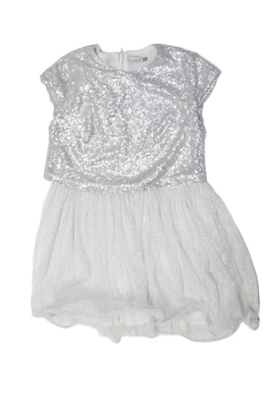 Catimini Girls Sequence Sparkly Textured Short Tutu Dress Gray Size 12