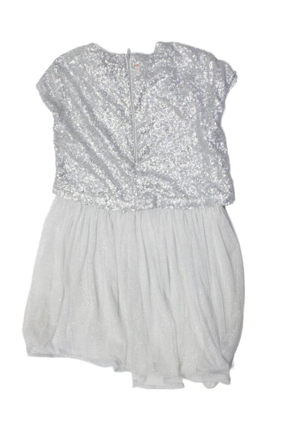 Catimini Girls Sequence Sparkly Textured Short Tutu Dress Gray Size 12