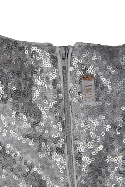 Catimini Girls Sequence Sparkly Textured Short Tutu Dress Gray Size 12