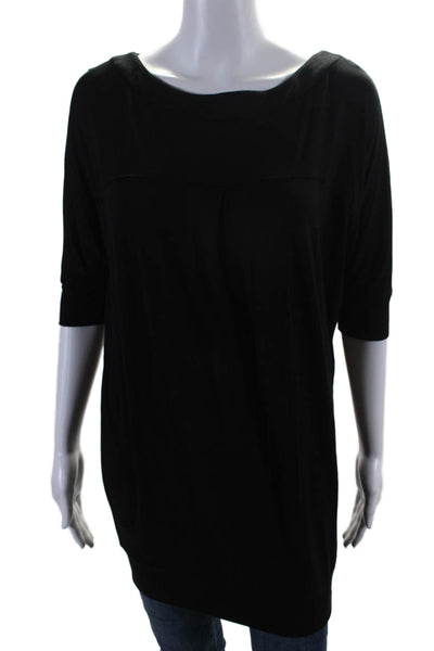 Trina Turk Womens Short Sleeve Stretch Scoop Neck Lined Casual Top Black Size S