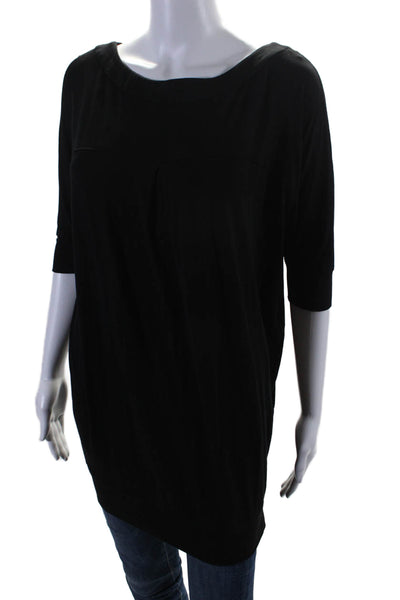 Trina Turk Womens Short Sleeve Stretch Scoop Neck Lined Casual Top Black Size S