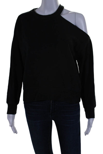 Rails Womens Pullover Cut Out Crew Neck Sweatshirt Black Cotton Size Small