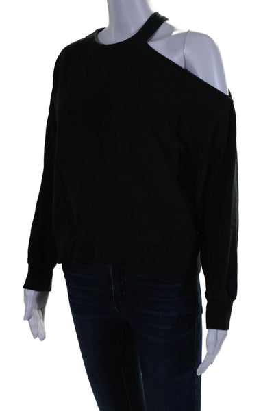 Rails Womens Pullover Cut Out Crew Neck Sweatshirt Black Cotton Size Small