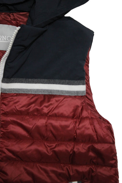 Herno Childrens Boys Full Zipper Hooded Puffer Vest Red Navy Blue Size 10