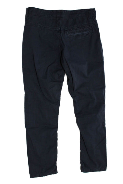 Fendi Childrens Boys Slim Leg Mid Rise Pants Navy Blue Cotton Blend Size 10