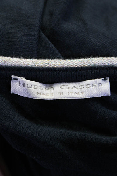 Hubert Gasser Womens Short Sleeve Scoop Neck Pocket Shirt Navy Blue Size Large