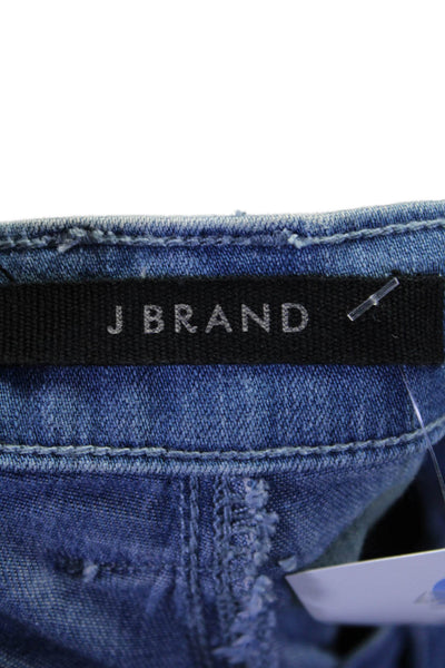 J Brand Womens Cotton Light Wash Mid Rise Twisted Seam Flared Jeans Blue Size 28