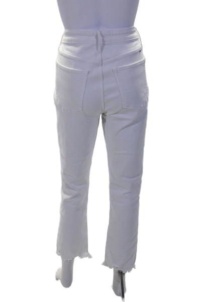 3x1 NYC Womens Cotton Denim Distressed Straight Leg Jeans Crane White Size 28