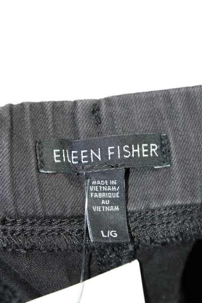 Eileen Fisher Womens Cotton Elastic Waistband Lined Casual Pants Black Size L