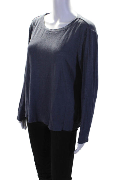 Eileen Fisher Womens Linen Long Sleeve Round Neck Basic Top Gray Size L