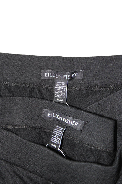 Eileen Fisher Womens Elastic Waistband Long Flare Casual Pants Black Size M