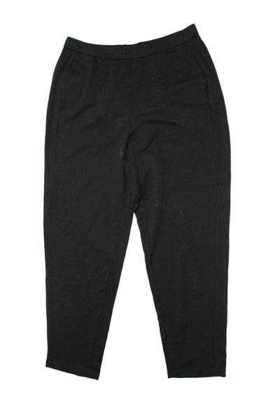 Eileen Fisher Womens Elastic Waistband Long Flare Casual Pants Black Size M