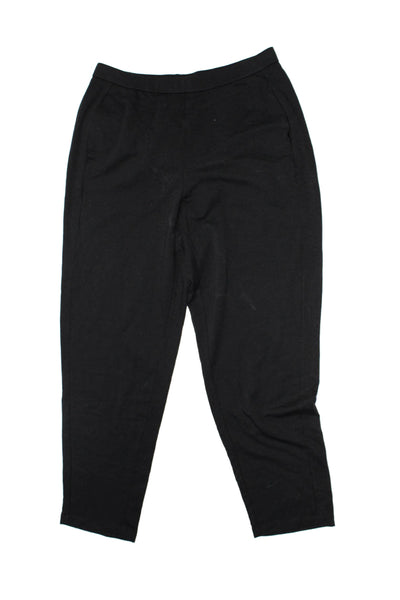 Eileen Fisher Womens Elastic Waistband Long Flare Casual Pants Black Size M