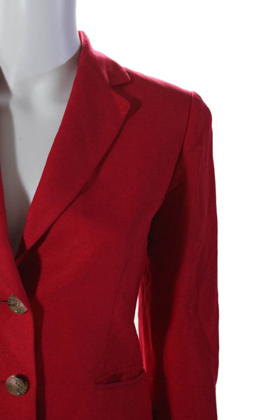 Tahari Arthur S. Levine Women's Collared Long Sleeves Line Blazer Red Size 2