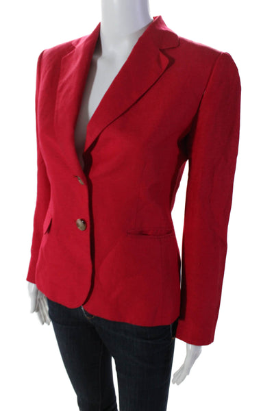 Tahari Arthur S. Levine Women's Collared Long Sleeves Line Blazer Red Size 2