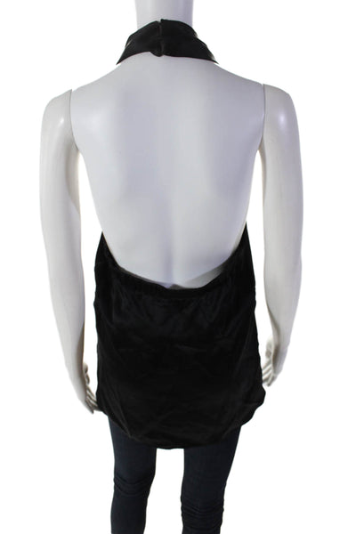 Amanda Uprichard Womens Silk Charmeuse Sleeveless Halter Blouse Top Black Size S