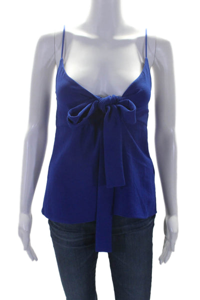 Ba&Sh Womens V-neck Textured Thin Strap Tie Back Halter Top Blouse Blue Size 1