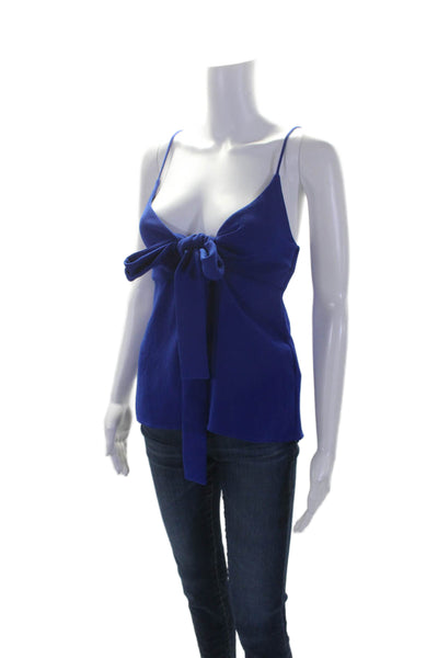 Ba&Sh Womens V-neck Textured Thin Strap Tie Back Halter Top Blouse Blue Size 1