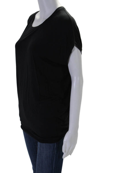 Vince Womens Solid Black Cap Sleeve Crew Neck Basic Tee Top Size S