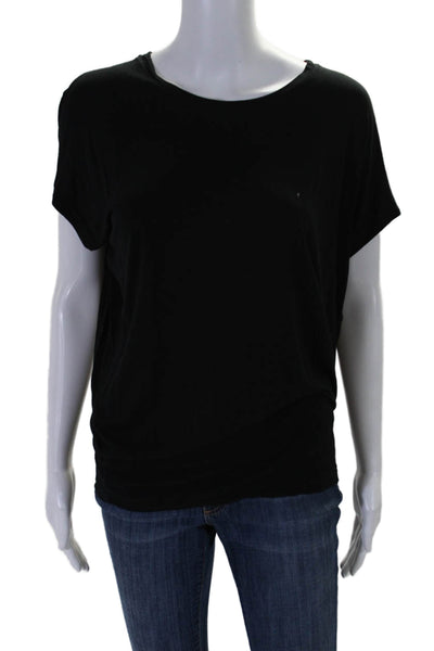 Vince Womens Solid Black Crew Neck Cap Sleeve Basic Tee Top Size S