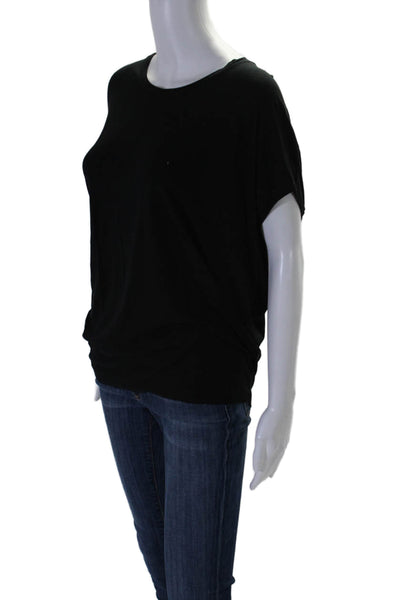 Vince Womens Solid Black Crew Neck Cap Sleeve Basic Tee Top Size S