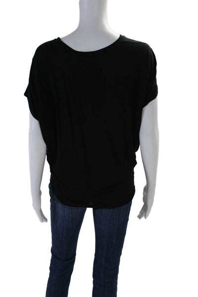 Vince Womens Solid Black Crew Neck Cap Sleeve Basic Tee Top Size S