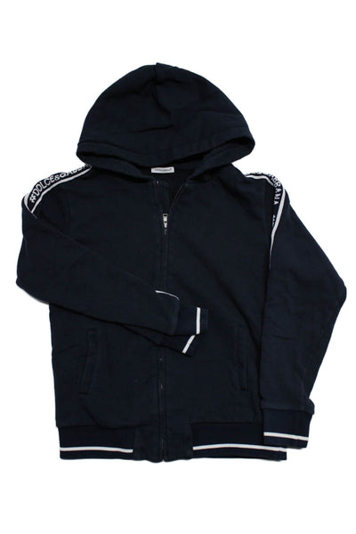 Dolce & Gabbana Childrens Boys Full Zipper Hoodie Navy Blue White Size 9-10