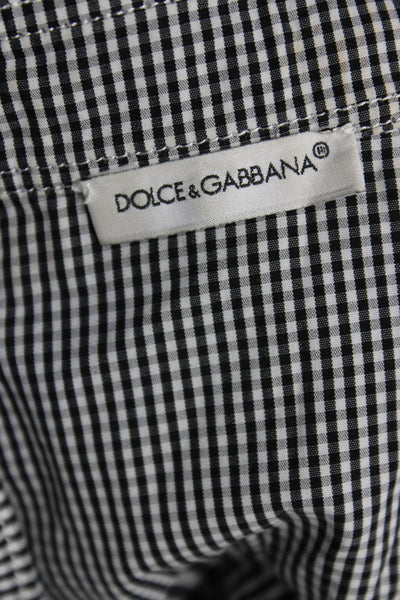 Dolce & Gabbana Childrens Boys Plaid Button Down Shirt Black White Size 9-10