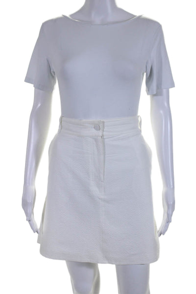 COS Womens Textured Zip Up A Line Skirt White Cotton Blend Size EUR 40