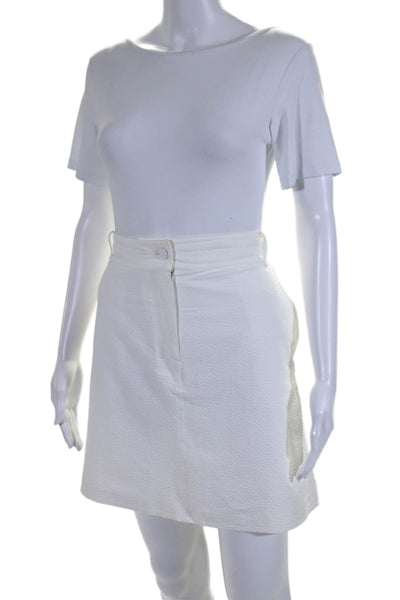 COS Womens Textured Zip Up A Line Skirt White Cotton Blend Size EUR 40