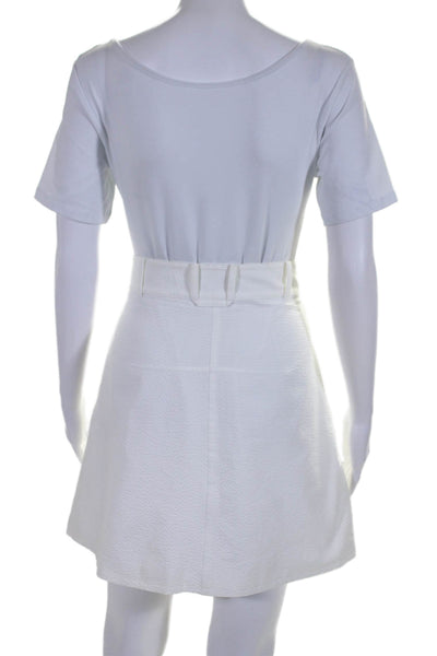 COS Womens Textured Zip Up A Line Skirt White Cotton Blend Size EUR 40