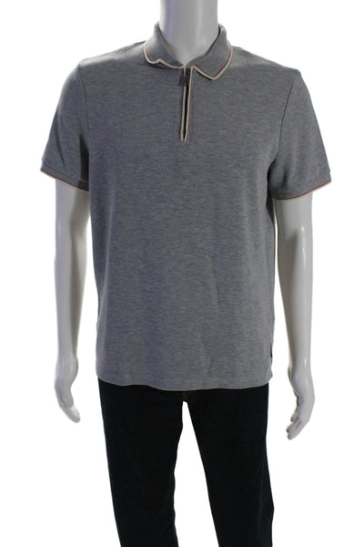 Ted Baker London Mens Collared Short Sleeve Zip Up Polo Shirt Gray Size 4