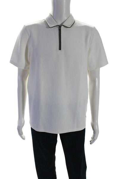 Ted Baker London Mens Collared Short Sleeve Zip Up Polo Shirt White Size 4