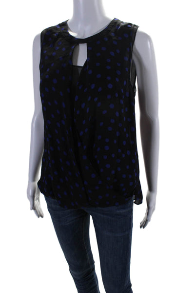 Rebecca Taylor Silk Sleeveless Polka Dot Halter Top Blouse Black Size 4