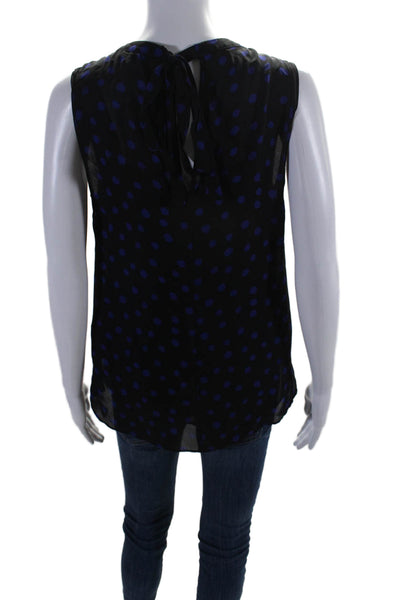 Rebecca Taylor Silk Sleeveless Polka Dot Halter Top Blouse Black Size 4